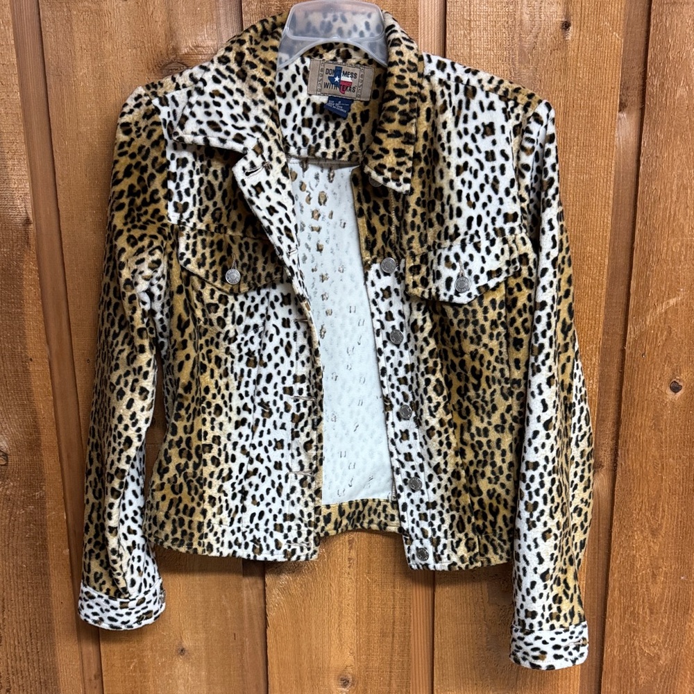 Leopard Print Faux Fur Jean Jacket - Women's Animal Print Trucker